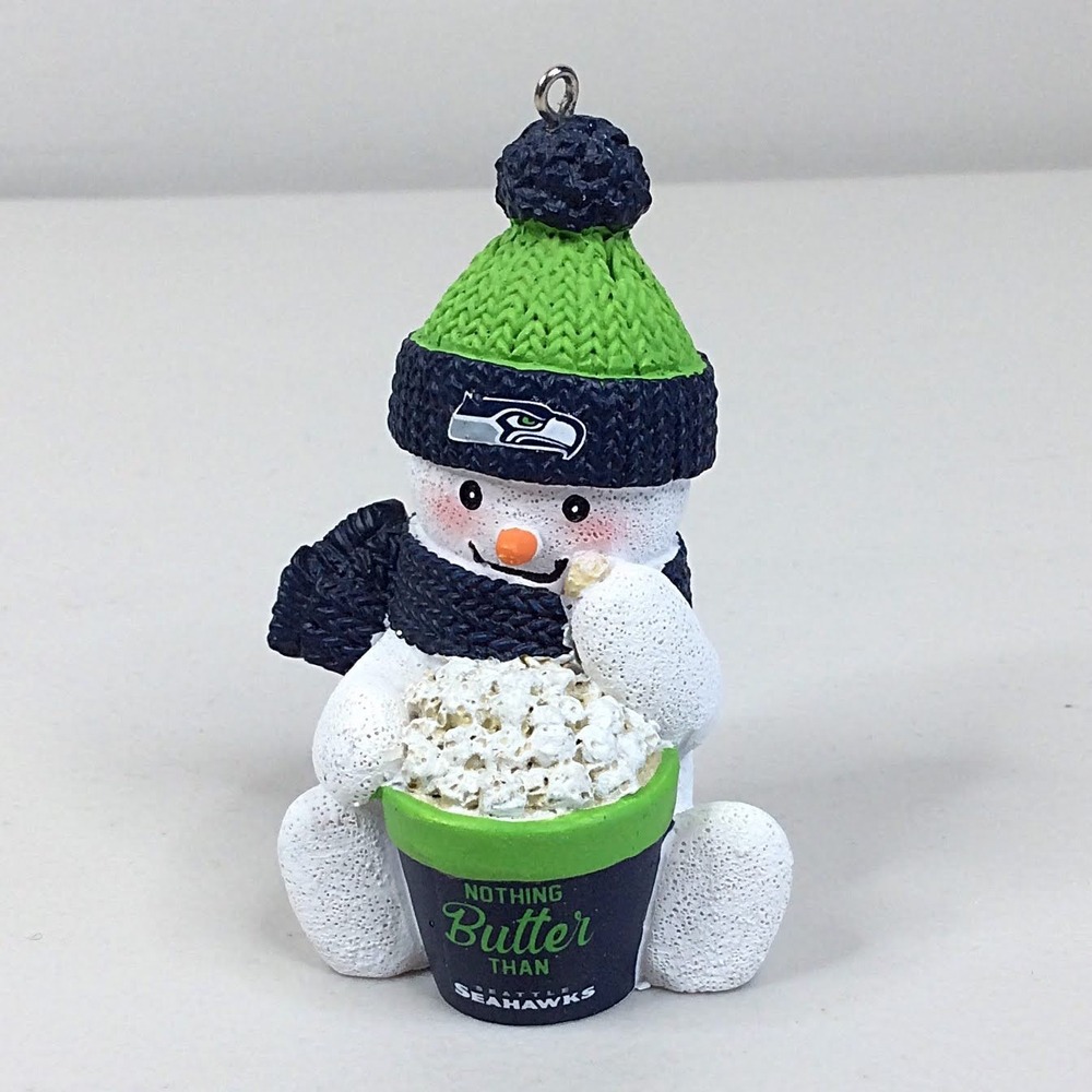 Forever Collectibles NFL Seattle Seahawks Snowman Popcorn Ornament Figurine